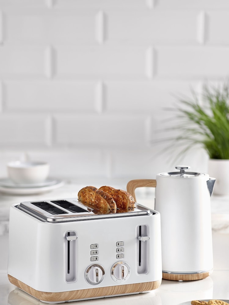 White Bronx Wood Effect Kettle - Image 2 of 7
