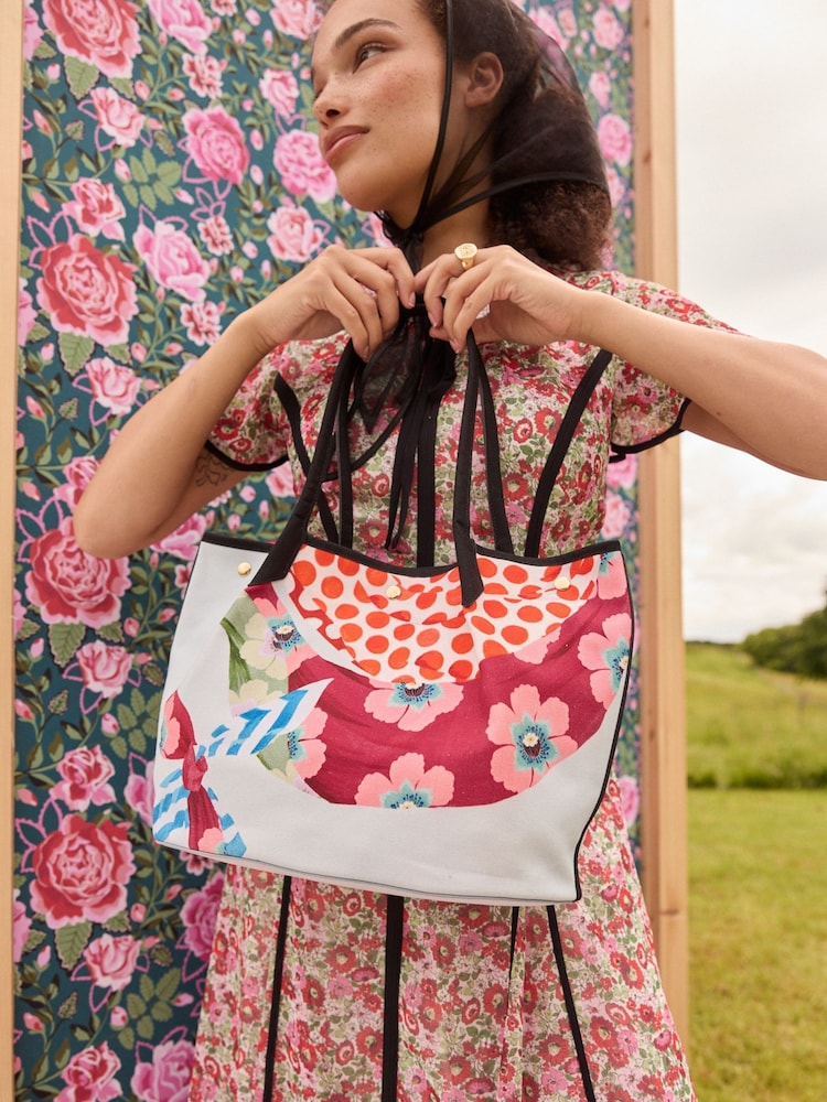 Cath Kidston Blue/Red Woven 100% Cotton Tote - Image 1 of 11