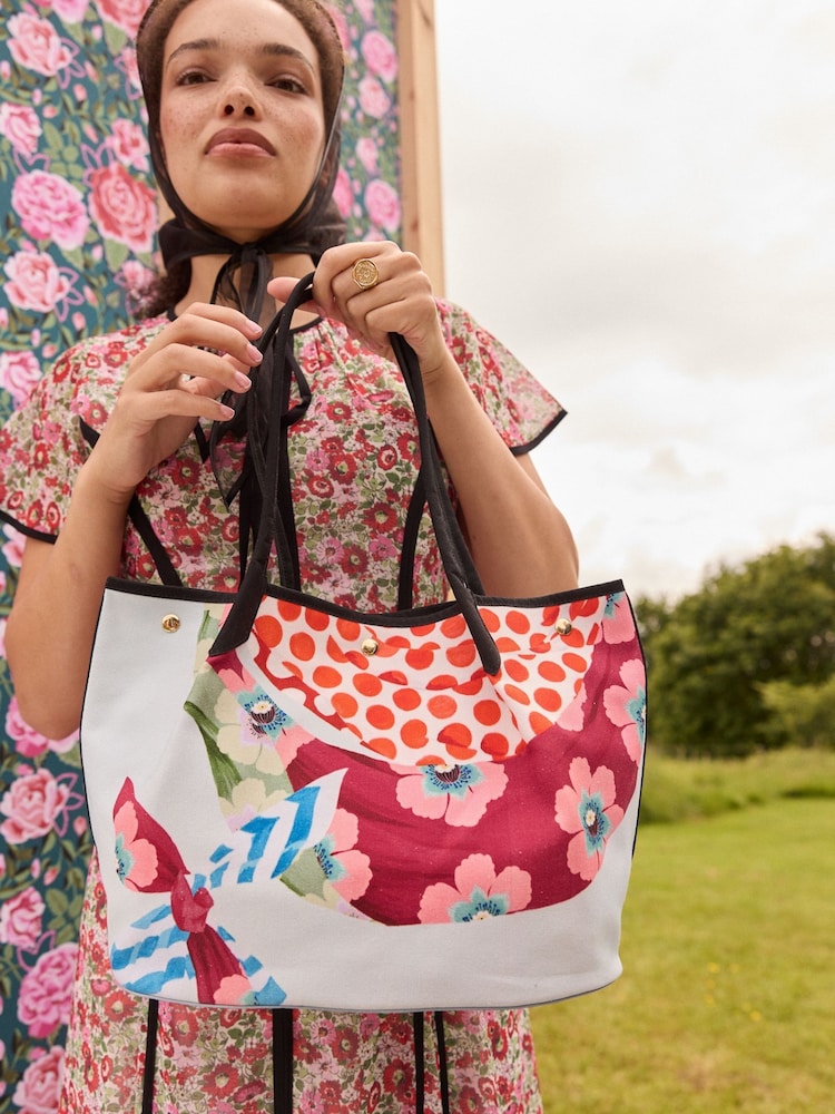 Cath Kidston Blue/Red Woven 100% Cotton Tote - Image 2 of 11