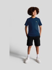 Lyle & Scott Apres Blue Boys Essentials 100% Cotton Crew Neck T-Shirt - Image 2 of 3