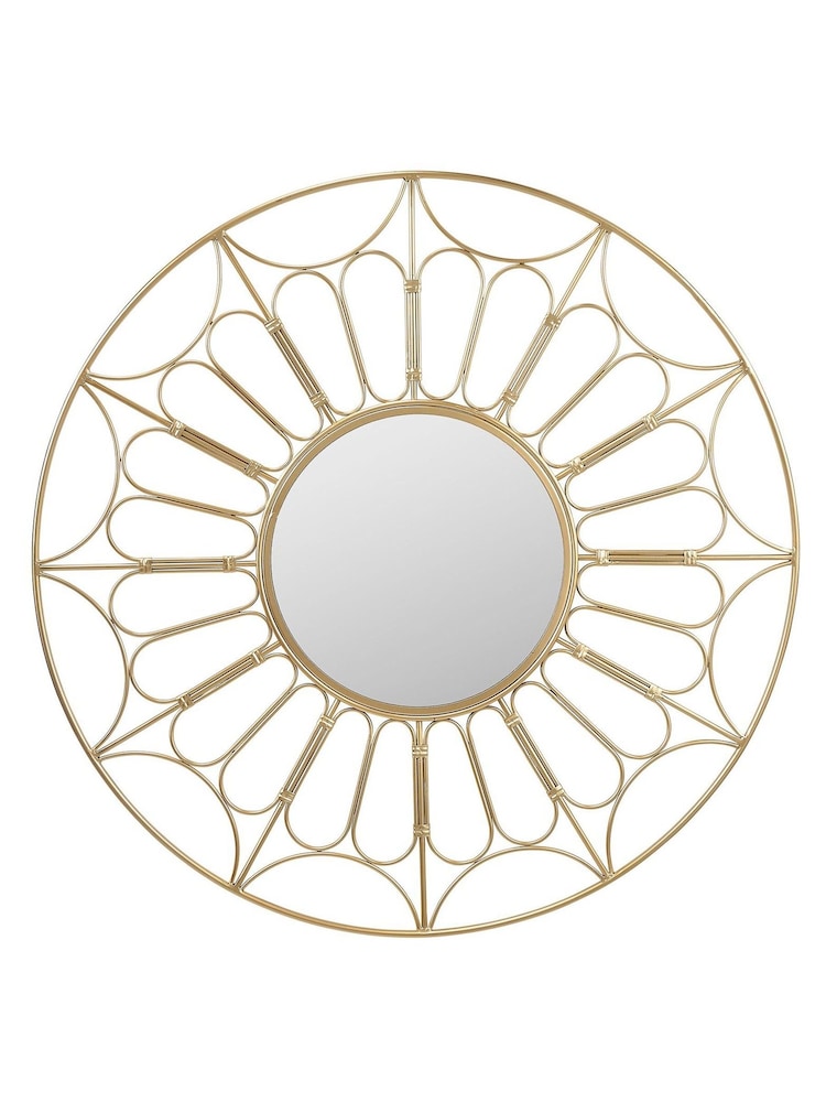 Pacific Gold Metal Frame Round Wall Mirror - Image 2 of 4