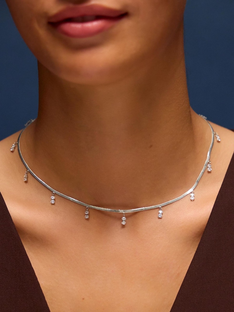 Accessorize 925 Sterling Silver Omega Charm Necklace - Image 2 of 2 Accessorize 925 Sterling Silver Omega Charm Necklace - Image 2 of 2