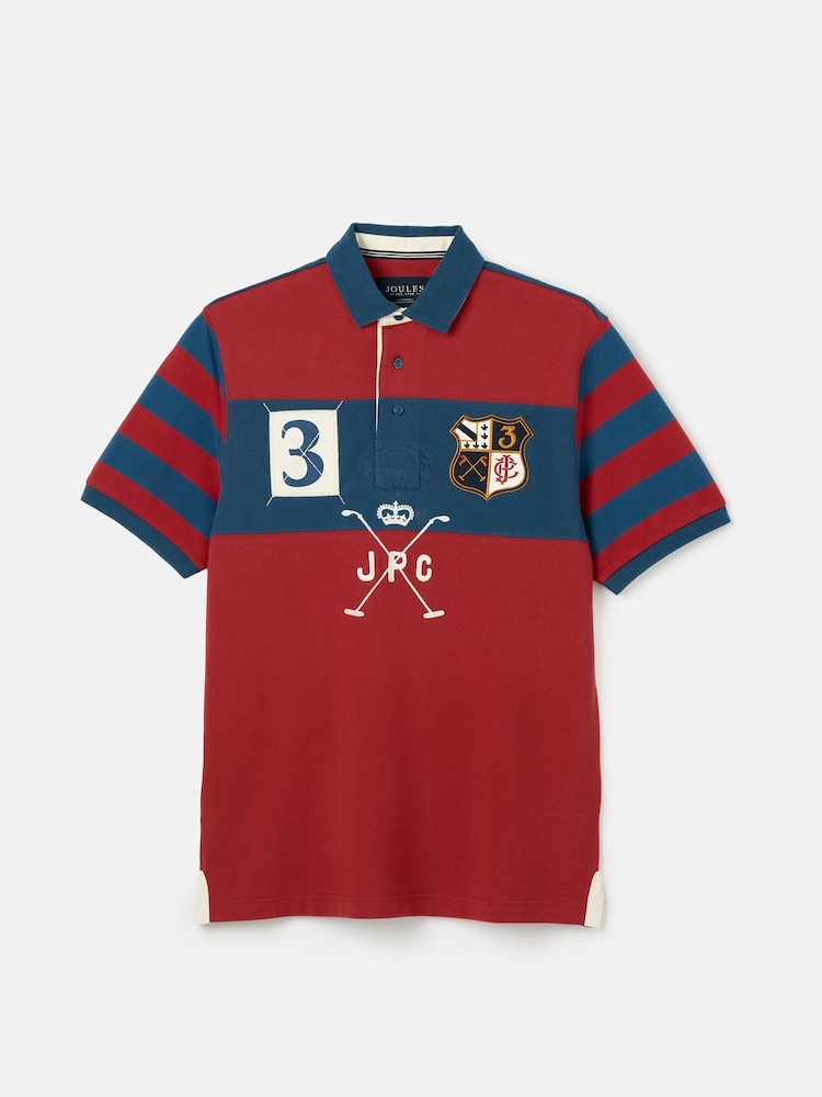 Joules Embellished Red Classic Fit Polo Shirt - Image 8 of 8