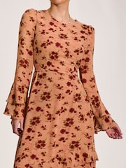 Jolie Moi Orange Frill Chiffon Midaxi Dress - Image 3 of 6