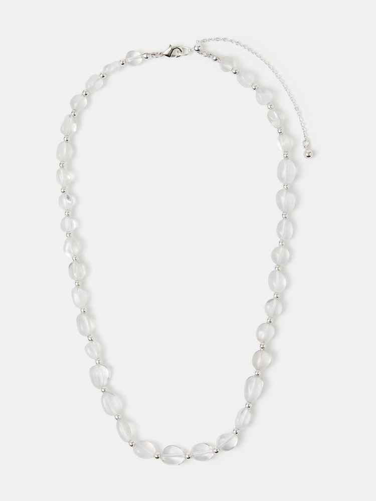 Accessorize White Sterling Silver-Plated Clear Quartz Necklace - Image 1 of 2 Accessorize White Sterling Silver-Plated Clear Quartz Necklace - Image 1 of 2