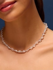 Accessorize White Sterling Silver-Plated Clear Quartz Necklace - Image 2 of 2