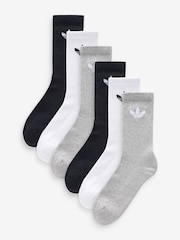 adidas Originals Black Trefoil Crew Socks 6 Pack - Image 1 of 8