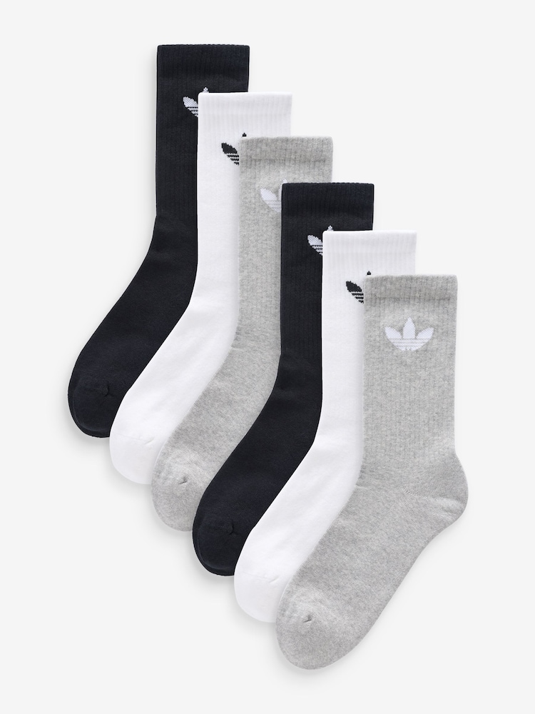 adidas Originals Black Trefoil Crew Socks 6 Pack - Image 1 of 8