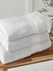 Laura Ashley White Luxury 100% Cotton Embroidered Towel - Image 1 of 5