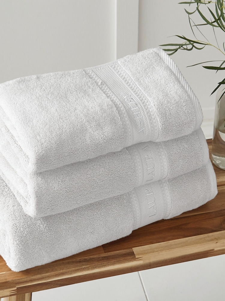 Laura Ashley White Luxury 100% Cotton Embroidered Towel - Image 1 of 5