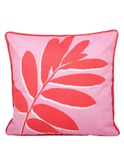 Fusion Pink 100% Cotton Leaf Print Outdoor Cushion - Image 3 of 5