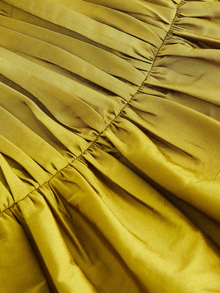 أخضر زيتوني - فستان من قماش التفتا بأكمام قصيرة وطيات (3 شهور - 10 سنوات) - صورة 7 من 7