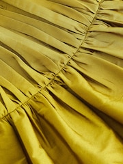 Olive Green Pleat Detail Short Sleeve Taffeta Dress (3mths-10yrs) - Image 9 of 9