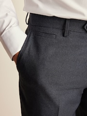 Navy Blue Regular Fit Trimmed Textured Suit Trousers - Image 4 of 8