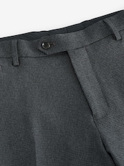 Navy Blue Regular Fit Trimmed Textured Suit Trousers - Image 6 of 8