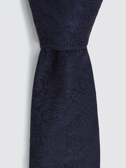 MOSS Navy Blue Floral Swirl Tie - Image 3 of 3