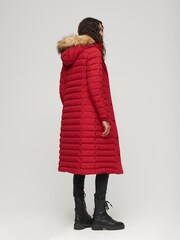 Superdry Red Fuji Hooded Longline Puffer Coat - Image 2 of 6