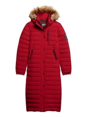 Superdry Red Fuji Hooded Longline Puffer Coat - Image 4 of 6
