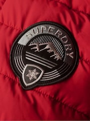 Superdry Red Fuji Hooded Longline Puffer Coat - Image 5 of 6