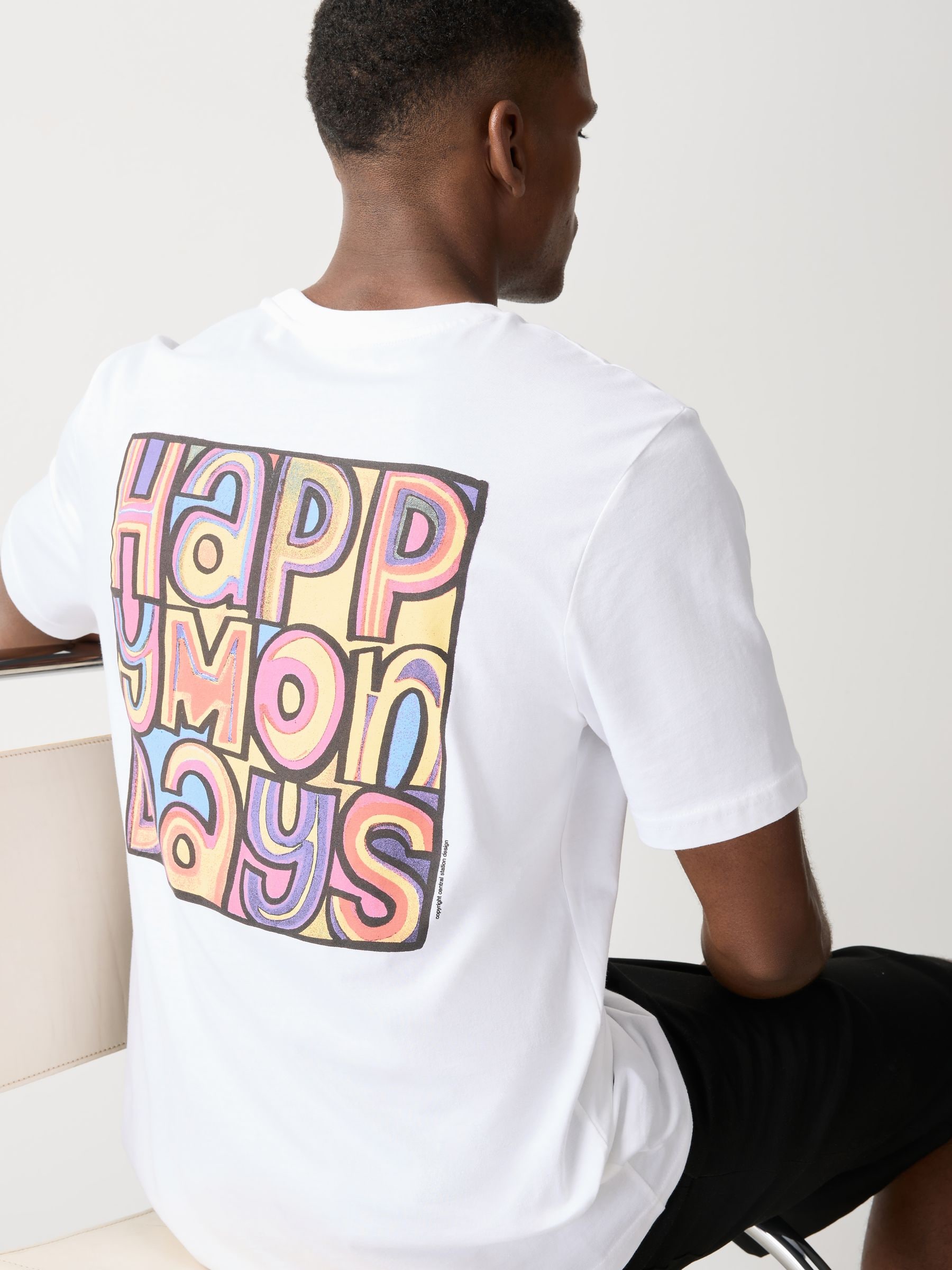 Buy White Happy Monday Regular Fit Band Graphic Print T-Shirt from