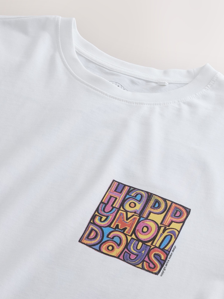 White Happy Monday Regular Fit Band Graphic Print T-Shirt - Image 3 of 3 White Happy Monday Regular Fit Band Graphic Print T-Shirt - Image 3 of 3