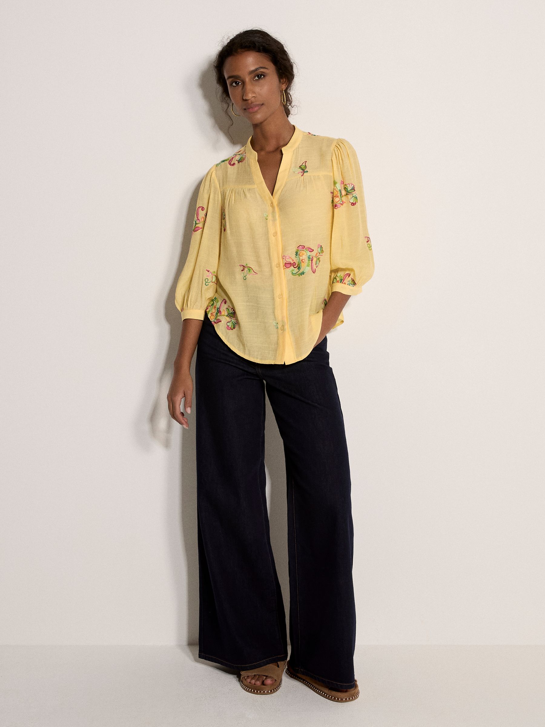 Buy Apricot Yellow Floral Paisley Embroidered Blouse from the Next
