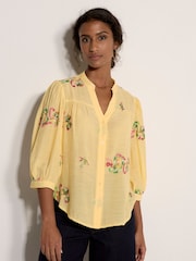 Apricot Yellow Floral Paisley Embroidered Blouse - Image 3 of 4
