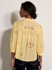 Apricot Yellow Floral Paisley Embroidered Blouse - Image 4 of 4