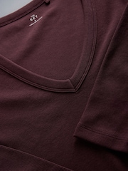 The Set 4 Pack Long Sleeve Ribbed V-Neck T-Shirts Dark Navy/Plum/Pink/White - Image 6 of 7