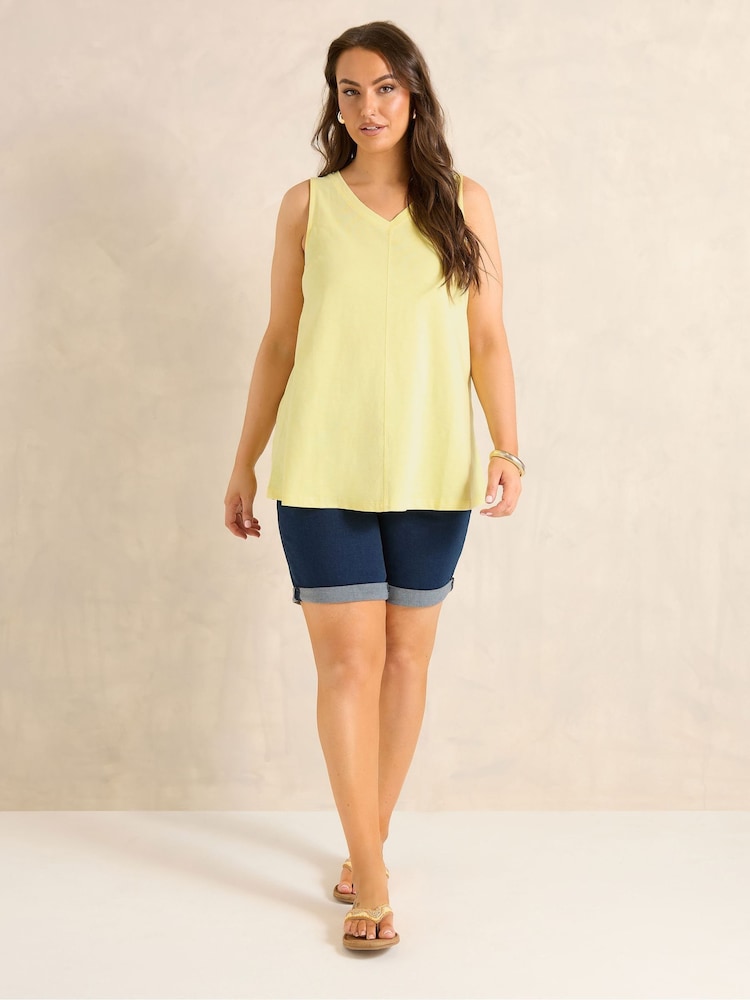 Evans Yellow Premium Cotton Vest Top - Image 2 of 5 Evans Yellow Premium Cotton Vest Top - Image 2 of 5
