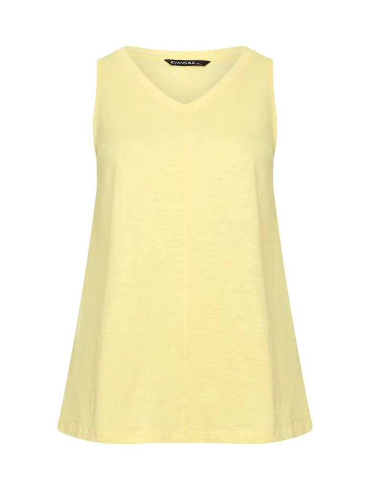 Evans Yellow Premium Cotton Vest Top - Image 5 of 5 Evans Yellow Premium Cotton Vest Top - Image 5 of 5