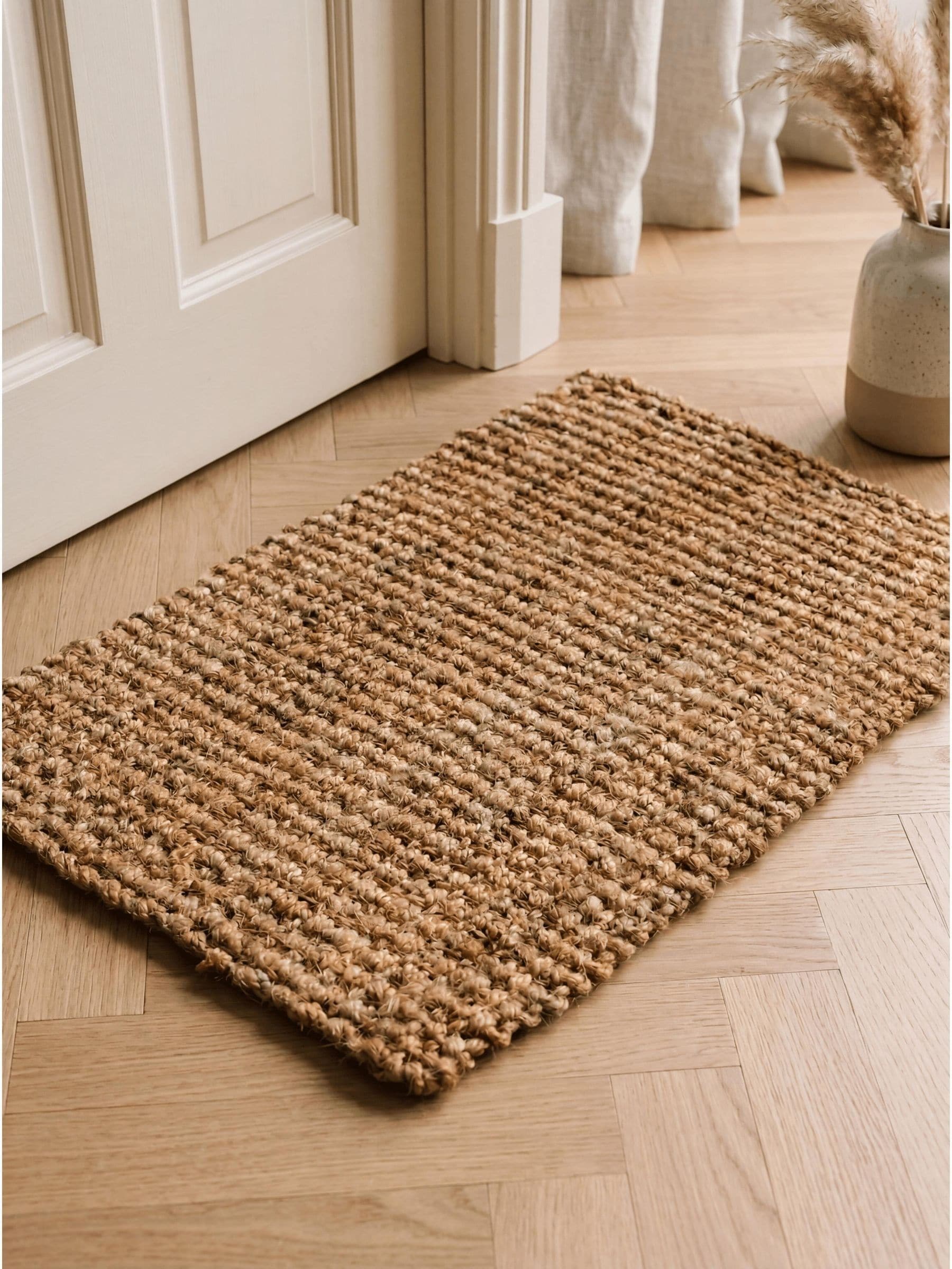 Esselle Unisex Natural Whitefield Handwoven Boucle Small Mat In | Size: 44 Cm X 75 Cm - Image 4