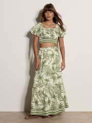 Apricot Cream Palm Print Crop Top - Image 4 of 4