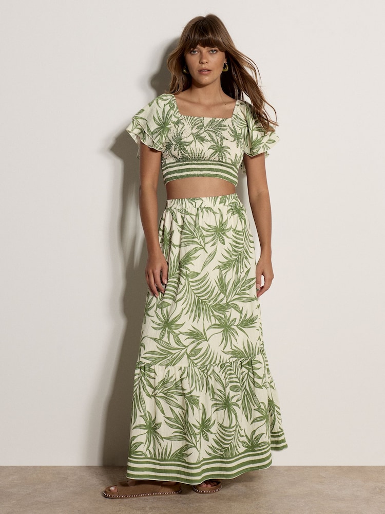 Apricot Cream Palm Print Crop Top - Image 4 of 4