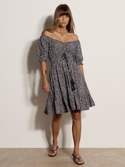 Apricot Blue Irregular Spot Bardot Mini Dress - Image 2 of 4