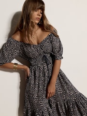 Apricot Blue Irregular Spot Bardot Mini Dress - Image 4 of 4