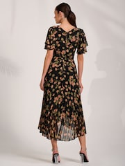 Jolie Moi Black Mesh Ruched Sleeve Maxi Dress - Image 2 of 6