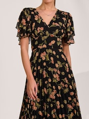 Jolie Moi Black Mesh Ruched Sleeve Maxi Dress - Image 3 of 6