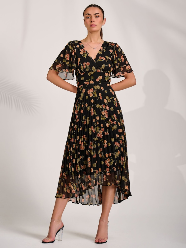 Jolie Moi Black Mesh Ruched Sleeve Maxi Dress - Image 6 of 6 Jolie Moi Black Mesh Ruched Sleeve Maxi Dress - Image 6 of 6