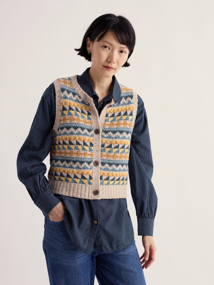 Seasalt Cornwall Blue Dawson Pick Fairisle Vest - Image 1 of 5 Seasalt Cornwall Blue Dawson Pick Fairisle Vest - Image 1 of 5