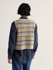 Seasalt Cornwall Blue Dawson Pick Fairisle Vest - Image 2 of 5