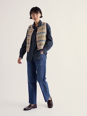 Seasalt Cornwall Blue Dawson Pick Fairisle Vest - Image 3 of 5