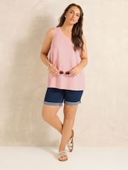 Evans Pink Premium Cotton Vest Top - Image 2 of 5