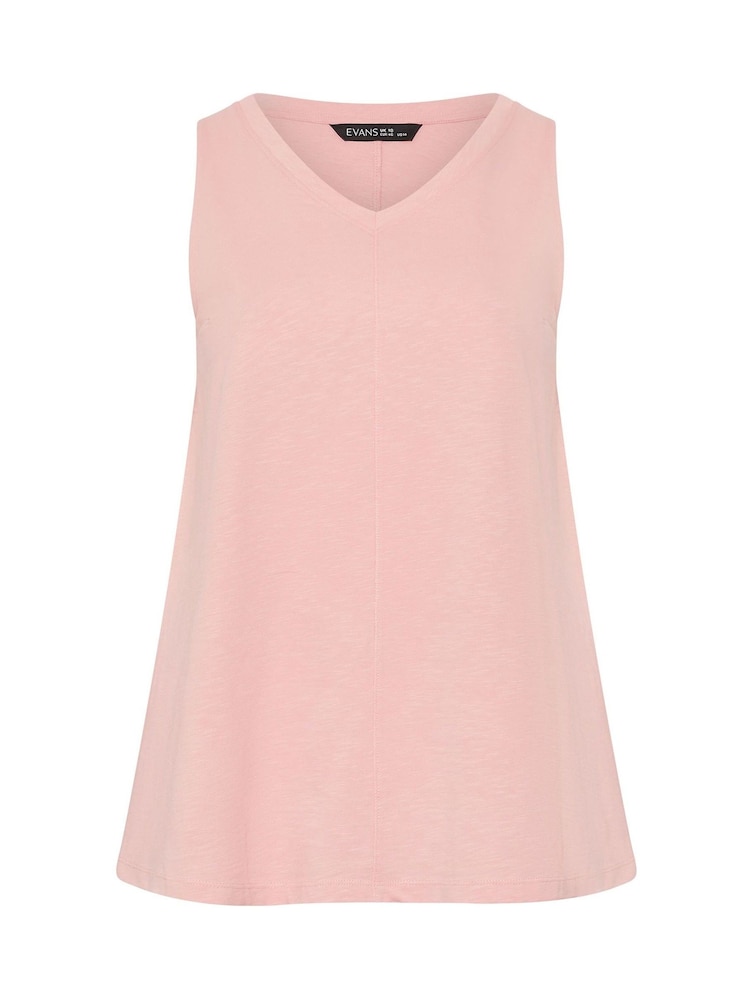 Evans Pink Premium Cotton Vest Top - Image 5 of 5 Evans Pink Premium Cotton Vest Top - Image 5 of 5
