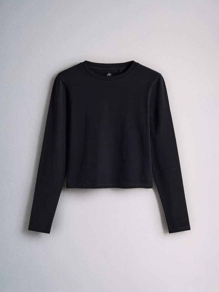 The Set 4 Pack Long Sleeve Skinny Fit Cropped T-Shirts Neutral - Image 2 of 7
