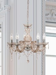 Searchlight Mink Brown Lillie Mink 5Lt Pendant Ceiling Light - Image 1 of 3