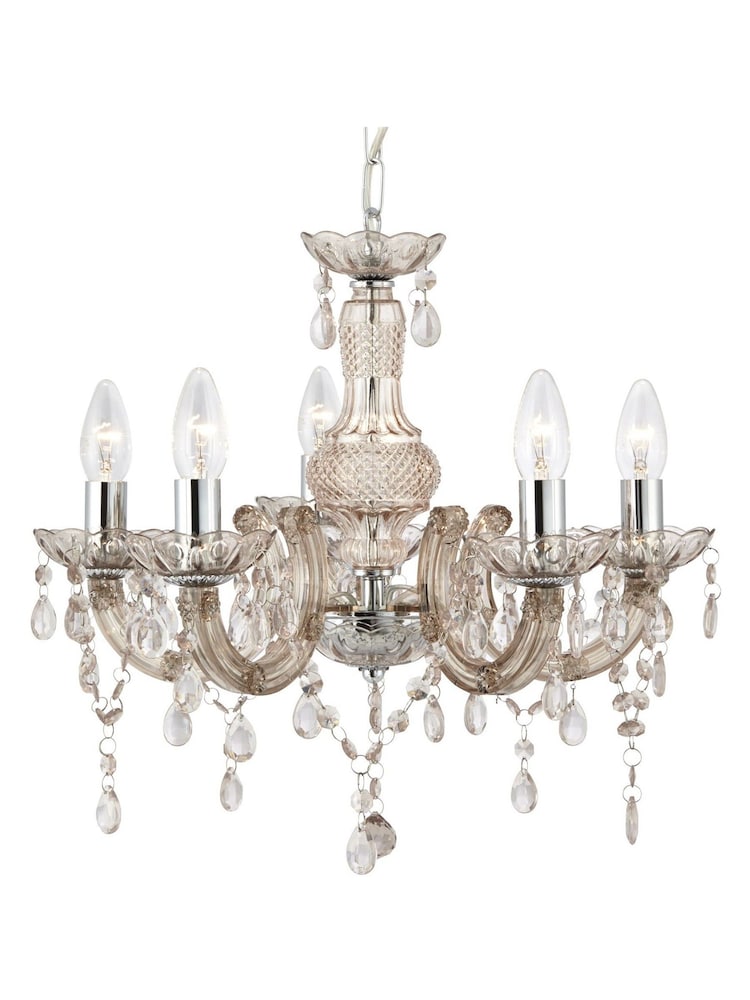 Searchlight Mink Brown Lillie Mink 5Lt Pendant Ceiling Light - Image 2 of 3