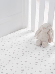 Silentnight 2 Pack Grey Stars Kids Safe Nights Cot Bed Size 100% Cotton Fitted Sheets - Image 1 of 9