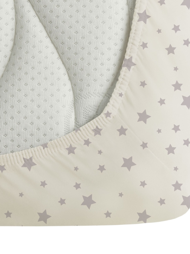 Silentnight 2 Pack Grey Stars Kids Safe Nights Cot Bed Size 100% Cotton Fitted Sheets - Image 5 of 5