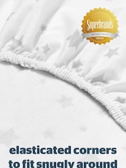 Silentnight 2 Pack Grey Stars Kids Safe Nights Cot Bed Size 100% Cotton Fitted Sheets - Image 6 of 9